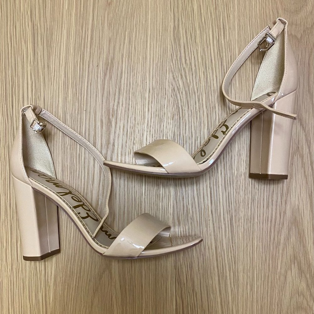 Sam Edelman Yaro Block Heel Sandal, 8, Nude Blush Patent